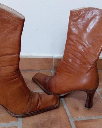 STIVALI TEXANI VINTAGE VERO CUOIO