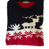 Maglione Natale Cotone Silk blu/rosso