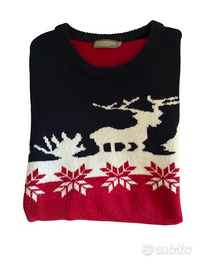 Maglione Natale Cotone Silk blu/rosso