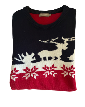 Maglione Natale Cotone Silk blu/rosso