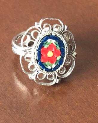 Anello vintage c/micro mosaico anni 60/70 regol.