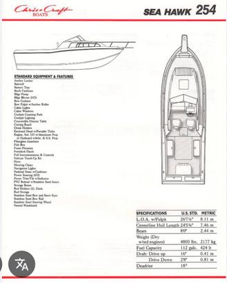 CHRIS CRAFT SEA HAWK 254