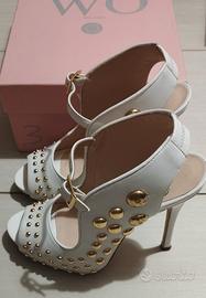 Scarpe tacco alto in pelle bianca n.37