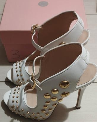 Scarpe tacco alto in pelle bianca n.37