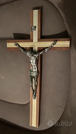 Quadro Padre Pio + crocifisso Gesù religione muro