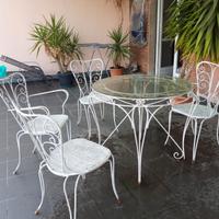Tavolo in ferro vintage da terrazzo con 4 sedie