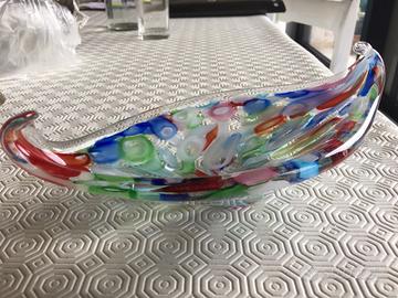 Centrotavola arcobaleno in vetro di Murano