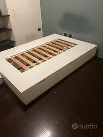 Letto 1 piazza e 1/2 ikea con 6 cassetti