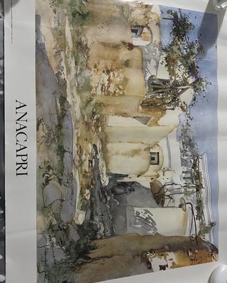 Coppia poster vintage Capri e Anacapri anni 80