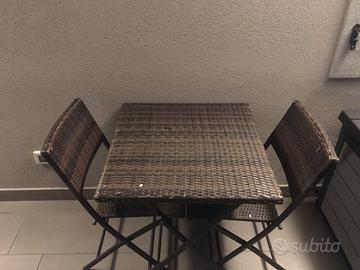 Sedie e Tavolino da esterno in Rattan