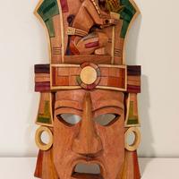 Maschera Guerriero Maya – intagliata e decorata a