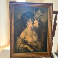 Coppia di quadri vintage con cornice dorata