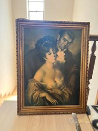 Coppia di quadri vintage con cornice dorata