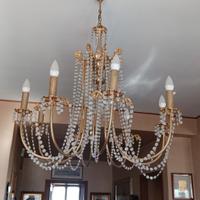 Lampadari oro e cristallo a 8 bracci