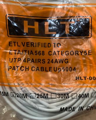 Cavo Ethernet Cat 5E da 20 metri pronto all’uso