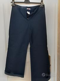 Pantaloni cropped cotone blu