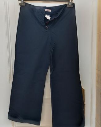 Pantaloni cropped cotone blu