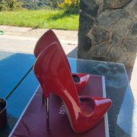 Scarpe decollete vernice rossa tacco a spillo