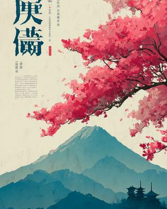 Poster Fuji Sakura Rosa Giappone Ukiyo-e A3