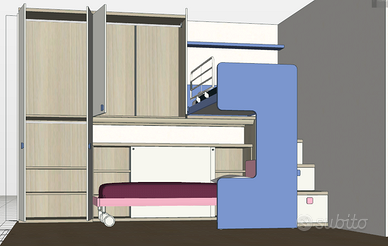 Cameretta per 2 Doimo Qik con zona studio