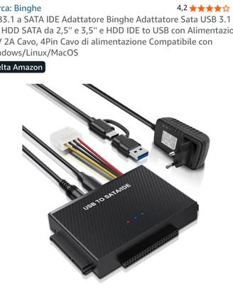 Adattatore HDD Sata e Ide USB 3.1