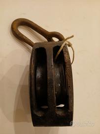 Antico bozzello in legno per nave primi'900