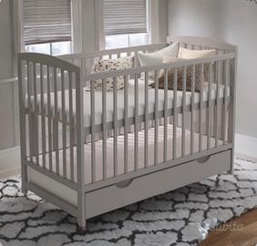 Culla neonato 0-3 anni grigio letto legno 120x60