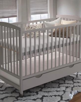 Culla neonato 0-3 anni grigio letto legno 120x60