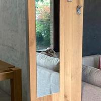 Appendi abiti con specchio in rovere nuovo