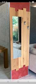 Appendi abiti con specchio in rovere nuovo