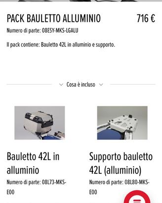Bauletto 42 L Alluminio + supporto Honda GIVI