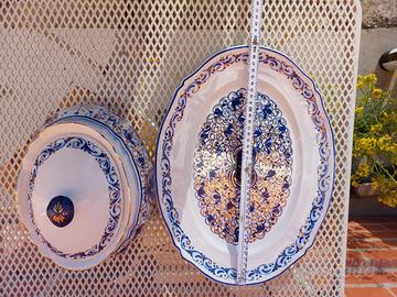 ceramica di faenza zuppiera e piatto da portata