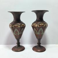 Coppia di vasi bronzo smaltato "cloisonné" indiani