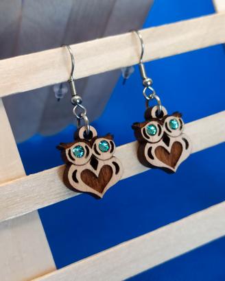 Orecchini con gufo in legno e Swarovski®