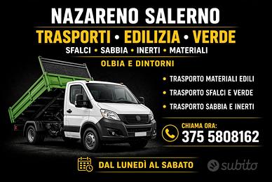 Trasporto materiali edili, sabbia, inerti e sfalci