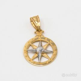 Ciondolo Rosa dei venti oro giallo bianco 9kt S.19