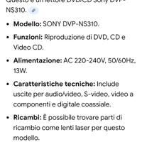 lettore cd dvd e audio  sony