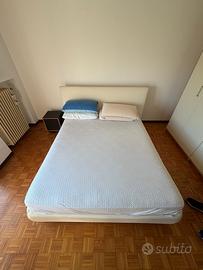 Letto contenitore similpelle bianco + materasso