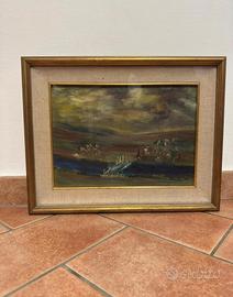Dipinto d'atmosfera vintage con cornice dorata