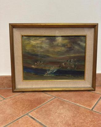 Dipinto d'atmosfera vintage con cornice dorata