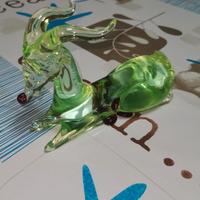 Antico cervo di Murano in vetro uranio 