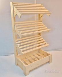 scaffale espositore legno frutta verdura orto bio