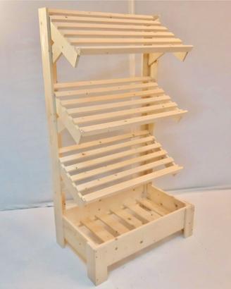 scaffale espositore legno frutta verdura orto bio
