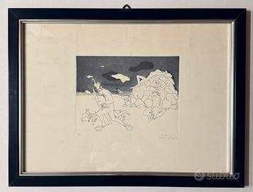 Quadro Incisione E. Calabria 50x70cm i nuotatori