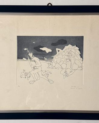 Quadro Incisione E. Calabria 50x70cm i nuotatori