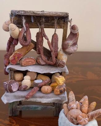 BANCO SALUMI E FORMAGGI E CESTA DI PANE PRESEPE