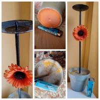 Portacero di ferro battuto con base a vaso