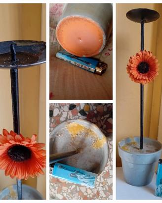 Portacero di ferro battuto con base a vaso