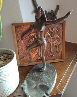 statuette egizziana danzatrice di bronzo vintage 