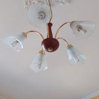 Lampadario a 5 luci, vetro a forma di calla